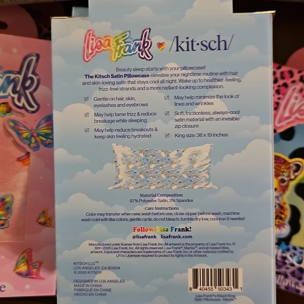 Lisa Frank X Kitsch King Size Satin Pillow Case 